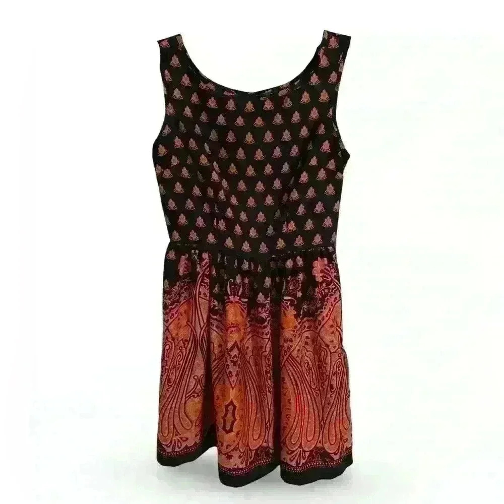 UP by Ultra Pink Lotus Flower Dress - Navy Blue, Pink and Orange Size Small - Picture 1 of 6